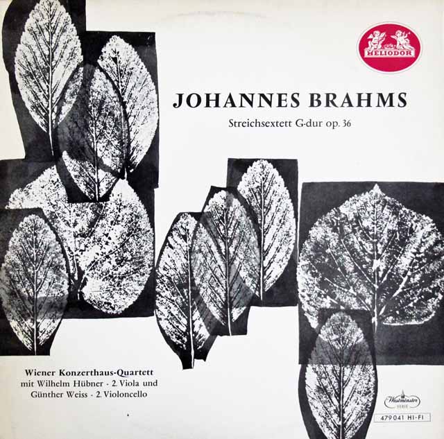 ウィーン・コンツェルトハウス四重奏団らのブラームス/弦楽六重奏曲第2番　独HELIODOR　3640　LP レコード
