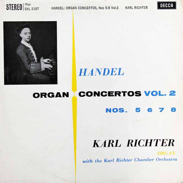 リヒターのヘンデル/オルガン協奏曲集 vol.2　 英DECCA　3006　LP レコード