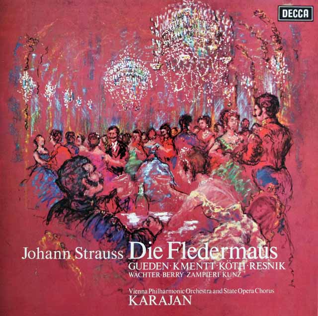 カラヤンのJ.シュトラウス2世/「こうもり」全曲　英DECCA　3007　LP レコード
