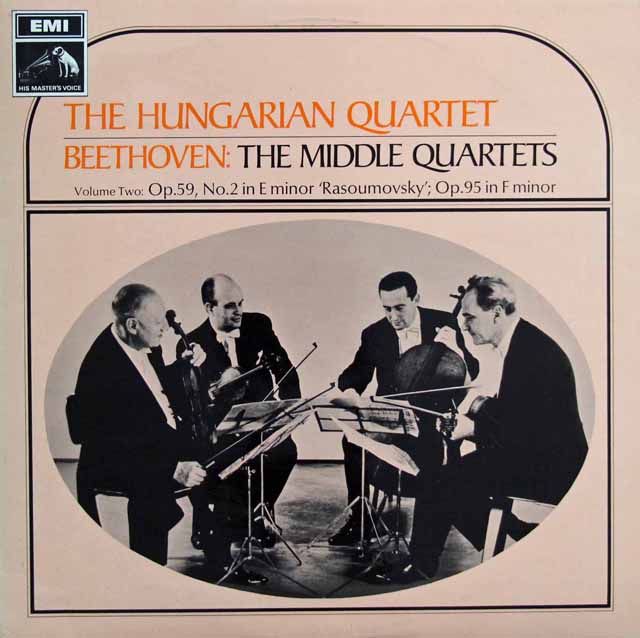 ハンガリー四重奏団のベートーヴェン/弦楽四重奏曲第8「ラズモフスキー第2」、11番「セリオーソ」　英EMI　3701　LP レコード