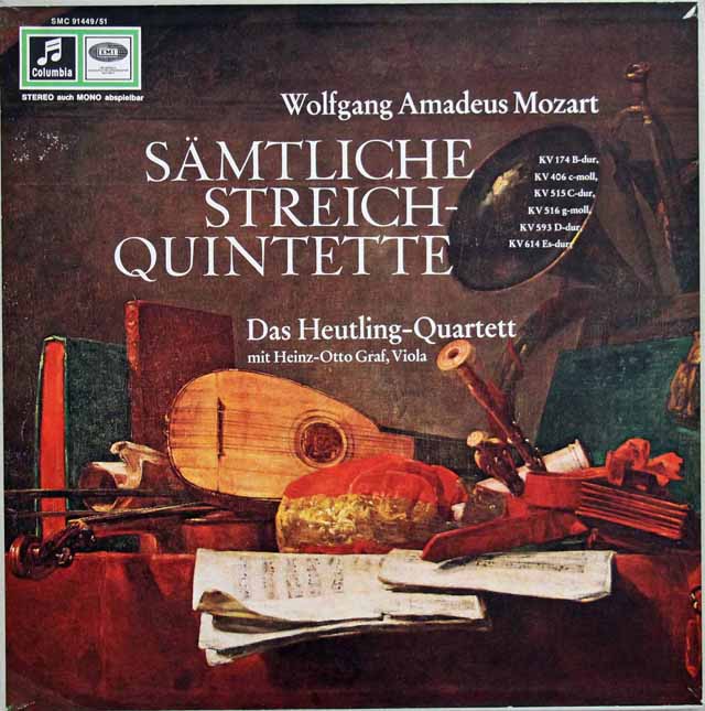 ホイトリンク四重奏団らのモーツァルト/弦楽五重奏曲全集　独Columbia　3701　LP レコード