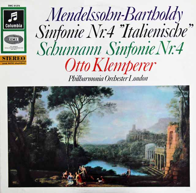 クレンペラーのメンデルスゾーン/交響曲第4番「イタリア」ほか 　独Columbia　3011　LP レコード