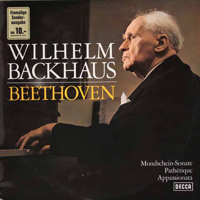 バックハウスのベートーヴェン/ピアノソナタ「月光」「悲愴」「熱情」  　独DECCA　3392　LP レコード