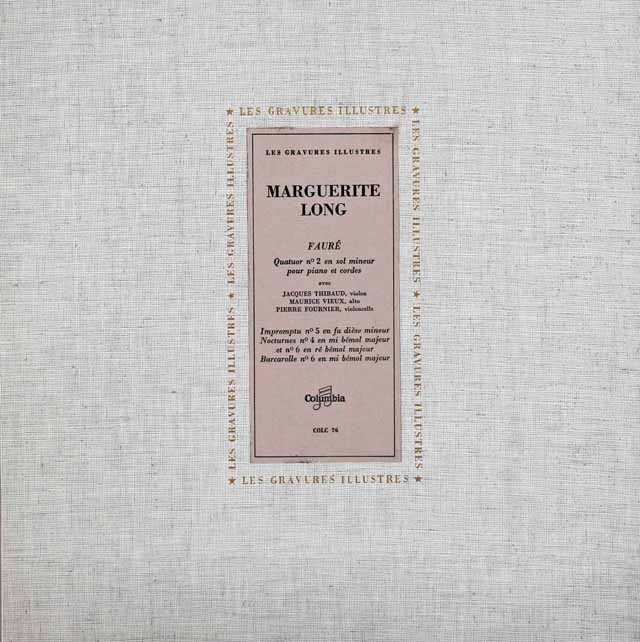 ロン、ティボー、フルニエらのフォーレ/ピアノ四重奏曲第2番ほか　仏Columbia　3713　LP レコード