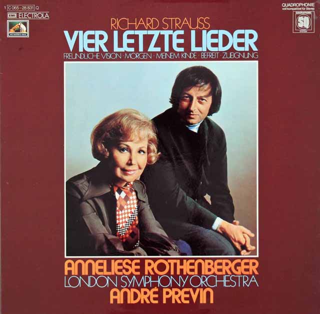 ローテンベルガー&プレヴィンのR.シュトラウス/4つの最後の歌　独EMI　3392　LP レコード