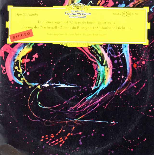 【細字ステレオ/赤ステレオ/独最初期盤】　マゼールのストラヴィンスキー/組曲「火の鳥」ほか　独DGG　3714　LP レコード