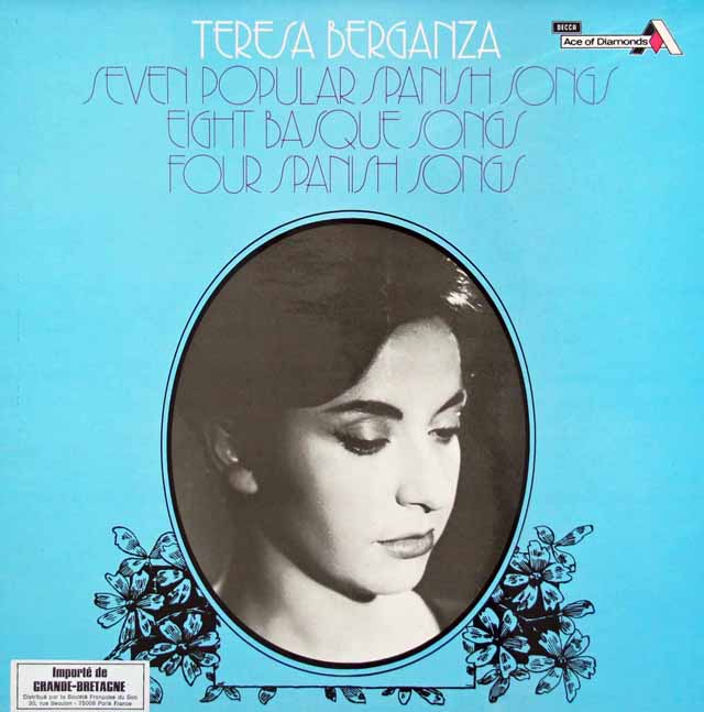 ベルガンサのファリャ/「7つのスペイン民謡」ほか　英DECCA（Ace of Diamonds）　3638　LP レコード