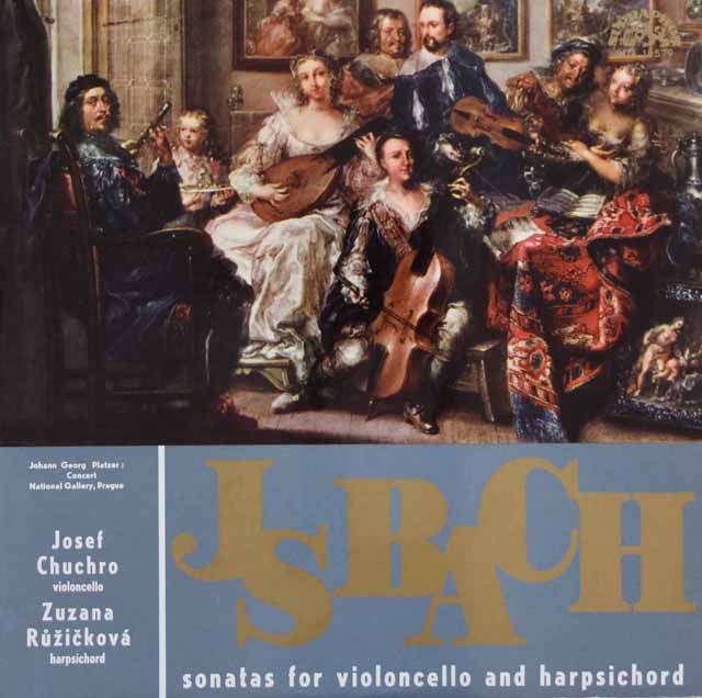 フッフロ、ルージチコヴァーのバッハ/チェロソナタ第1～3番　チェコスロヴァキアSUPRAPHON　3427　LP レコード