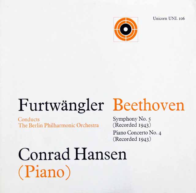 フルトヴェングラーのベートーヴェン/交響曲第5番「運命」ほか　英Unicorn　3427　LP レコード