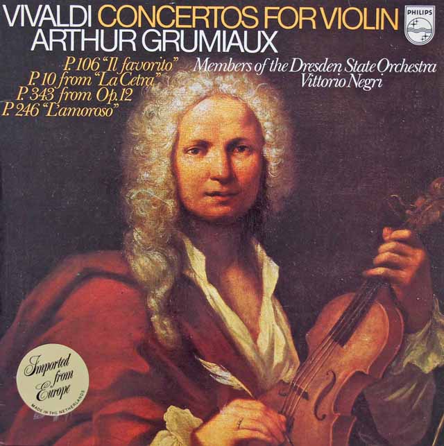 グリュミオーのヴィヴァルディ/ヴァイオリン協奏曲集 　蘭PHILIPS　3018　LP レコード