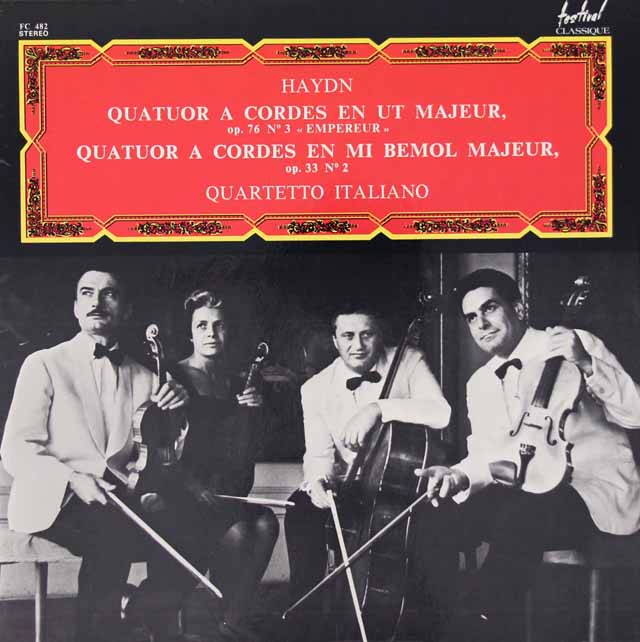イタリア四重奏団のハイドン/弦楽四重奏曲第77番「皇帝」&第38番「冗談」 　仏festival　3018　LP レコード