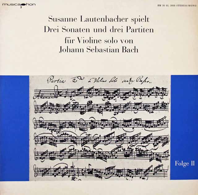 ラウテンバッハーのバッハ/無伴奏ヴァイオリンソナタ&パルティータ第2番　独musicaphon　3018　LP レコード