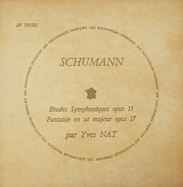 【モノラル】　ナットのシューマン/「交響的練習曲」、「幻想曲」　仏DF　3390　LP レコード