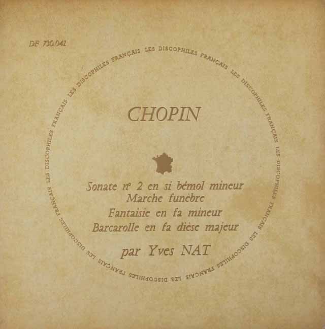 【モノラル】ナットのショパン/ピアノソナタ第2番「葬送行進曲付き」ほか 　仏DF　3018　LP レコード