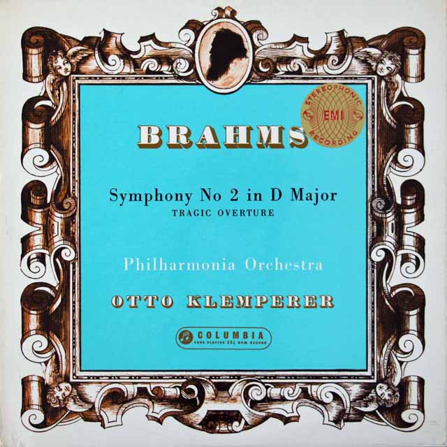 クレンペラーのブラームス/交響曲第2番&悲劇的序曲  　英Columbia　3021　LP レコード