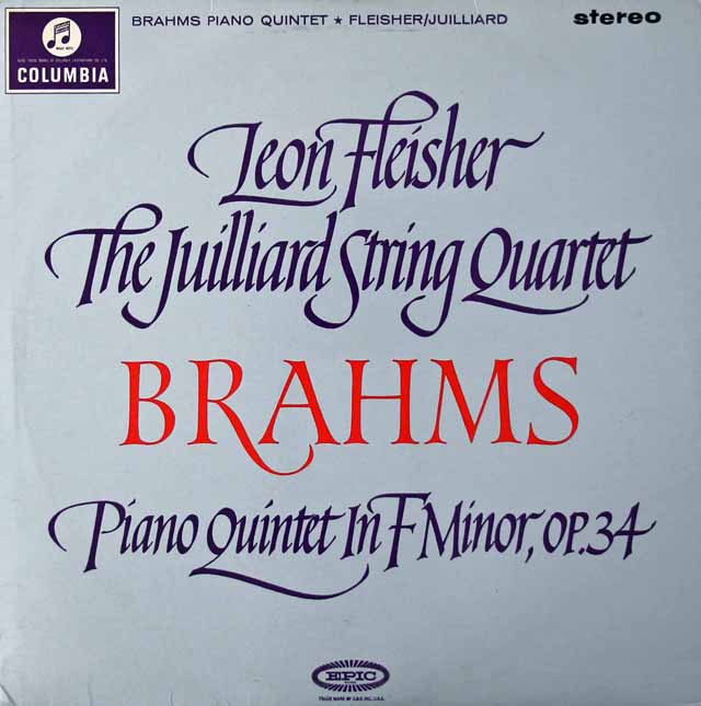 【オリジナル盤】フライシャー&ジュリアード弦楽四重奏団のブラームス/ピアノ五重奏曲  　英Columbia　3021　LP レコード