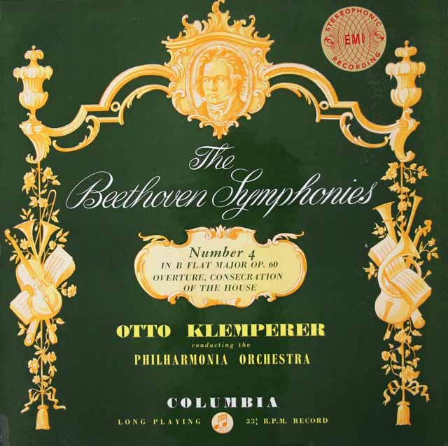 【オリジナル盤】　クレンペラーのベートーヴェン/交響曲第4番ほか 　英Columbia　3022　LP レコード