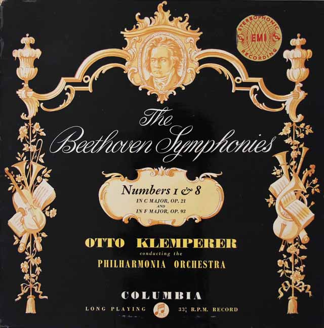 【オリジナル盤】　クレンペラーのベートーヴェン/交響曲第1、8番　英Columbia　3022　LP レコード