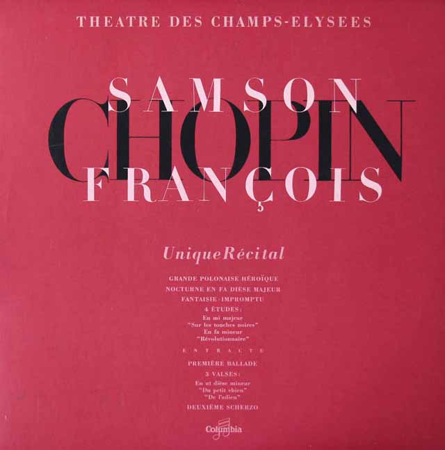 フランソワのショパン・コンサート　仏Columbia　3022　LP レコード