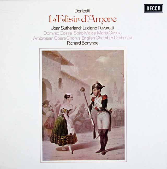 サザーランド&パヴァロッティのドニゼッティ/「愛の妙薬」全曲 　　英DECCA　3024　LP レコード