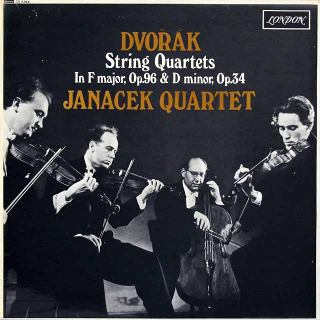 ヤナーチェク四重奏団のドヴォルザーク/弦楽四重奏曲第12番「アメリカ」、第9番　英LONDON　3719　LP レコード