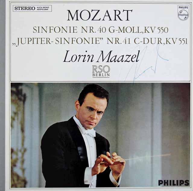 【直筆サイン入り】　マゼールのモーツァルト/交響曲第40番、第41番「ジュピター」　蘭PHILIPS　3389　LP レコード