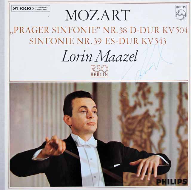 【直筆サイン入り】　マゼールのモーツァルト/交響曲第38番「プラハ」、第39番　蘭PHILIPS　3389　LP レコード