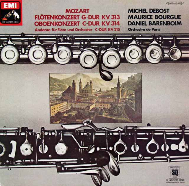 バレンボイムのモーツァルト/フルート、オーボエ協奏曲集　独EMI　3389　LP レコード