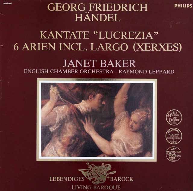 ベイカー&レッパードのヘンデル/カンタータ「ルクレツィア」ほか　蘭PHILIPS　3418　LP レコード