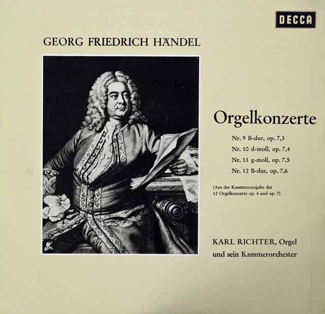 リヒターのヘンデル/オルガン協奏曲第9～12番　独DECCA　3042　LP レコード