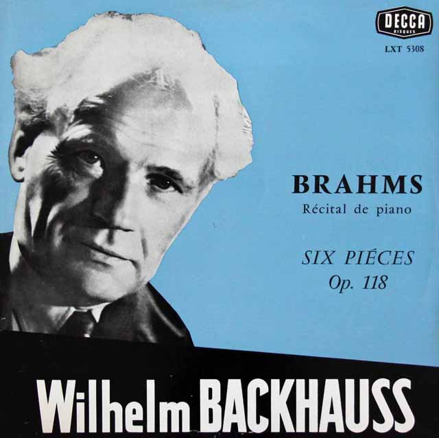 バックハウスのブラームス/ピアノ・リサイタル、6つの小品Op118ほか　仏DECCA　モノラル　3420　LP レコード