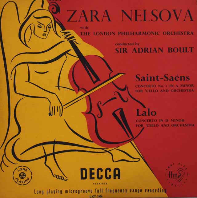 ネルソヴァ、ボールトのサン=サーンス、ラロ/チェロ協奏曲集　仏DECCA　3421　LP レコード