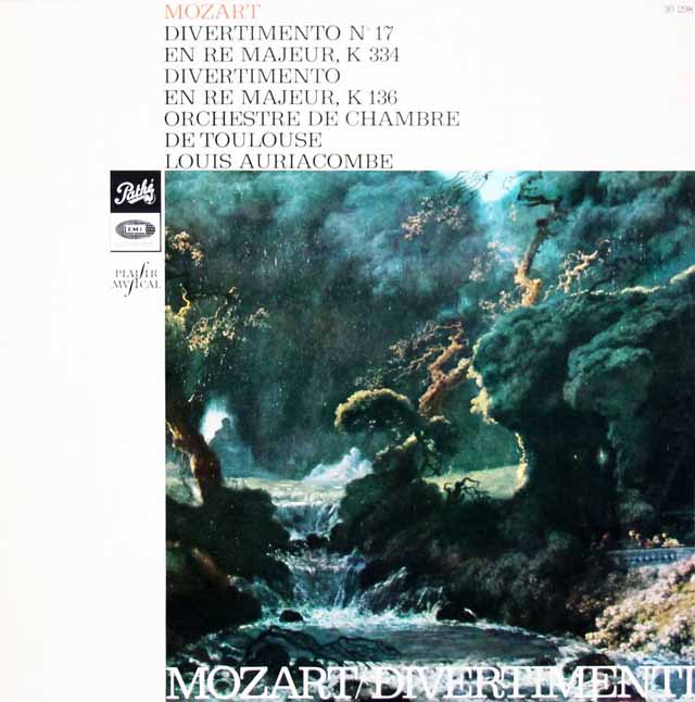 オーリアコンブのモーツァルト/ディヴェルティメント第17番ほか　仏Pathe　3044　LP レコード