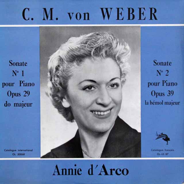 アニー・ダルコのウェーバー/ピアノソナタ集  　英L'OISEAU-LYRE　3423　LP レコード