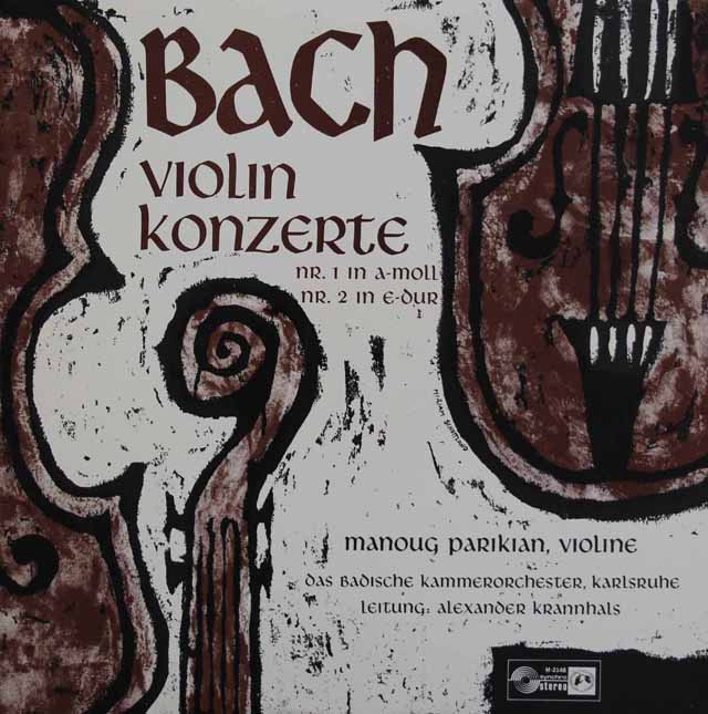 パリキアン、クランハルスのバッハ/ヴァイオリン協奏曲第1、2番　独Concert Hall　3423　LP レコード
