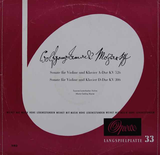 ラウテンバッハー&ガリンクのモーツァルト/ヴァイオリンソナタ第30&42番　独Opera　3046　LP レコード