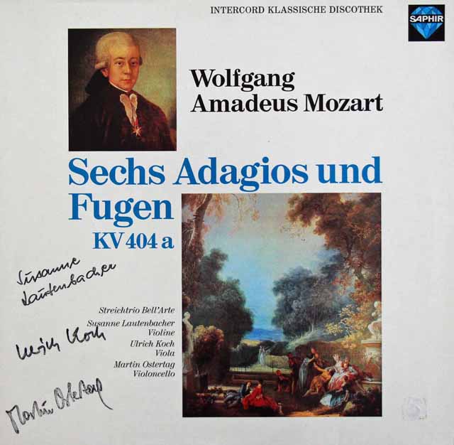 【直筆サイン入り】　ラウテンバッハー、コッホ&オスタータークのモーツァルト/6つのアダージョとフーガ　独SAPHIR　3046　LP レコード