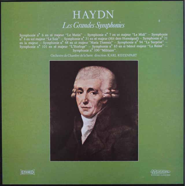リステンパルトのハイドン/交響曲集　仏Musidisc　3425　LP レコード