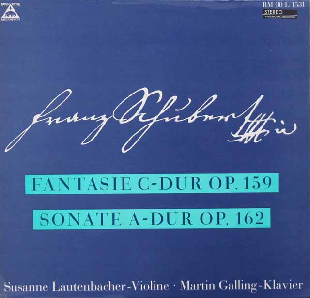 ラウテンバッハーのシューベルト/幻想曲&ソナタ　独Barenreiter　3048　LP レコード