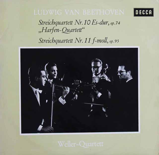 ウェラー四重奏団のベートーヴェン/弦楽四重奏曲第10番「ハープ」、第11番「セリオーソ」　独DECCA　3736　LP レコード