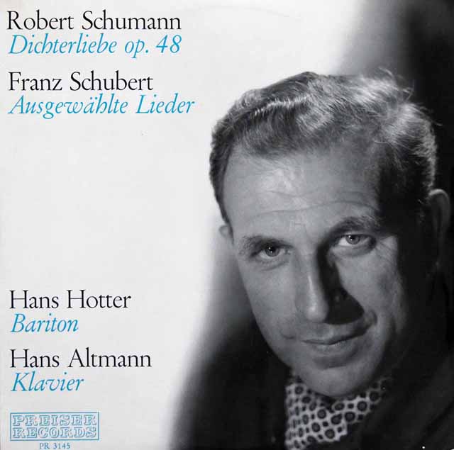 ホッターのシューマン/「詩人の恋」ほか　墺PREISER RECORDS　3103　LP レコード
