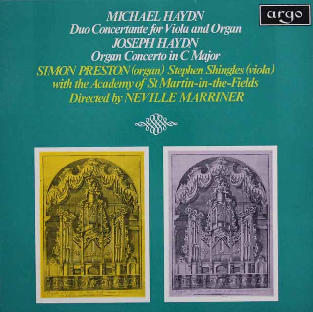 プレストン、シングルス、マリナーのM.ハイドン/オルガン、ヴィオラと弦楽のための協奏曲ほか　英argo　3497　LP レコード