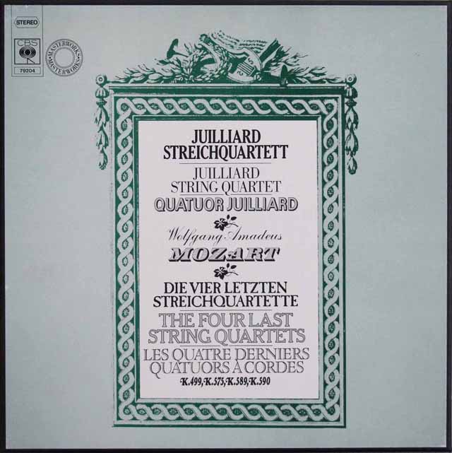 ジュリアード四重奏団のモーツァルト/弦楽四重奏曲第20番～23番　独CBS　3737　LP レコード