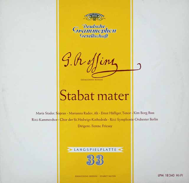 フリッチャイのロッシーニ/「スターバト・マーテル」　独DGG　3738　LP レコード