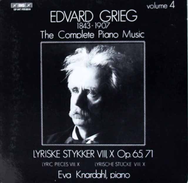 クナルダールのグリーグ/ピアノ作品全集　第4巻　抒情小品集第8、10集　独BIS　3738　LP レコード