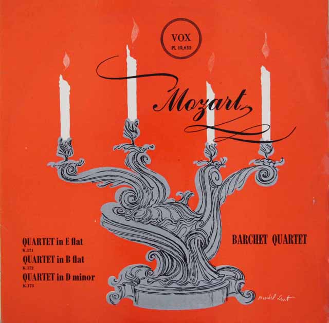 バルヒェット四重奏団のモーツァルト/弦楽四重奏曲第11～13番　英VOX　3106　LP レコード