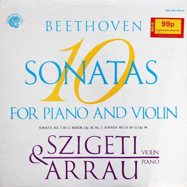 アラウ、シゲティのベートーヴェン/ヴァイオリンソナタ第7、10番　英VANGUARD EVERYMAN　3428　LP レコード