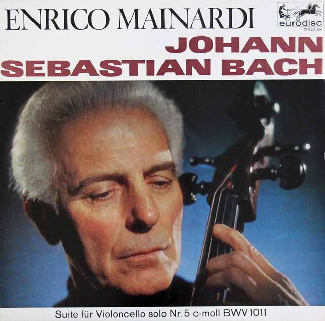 マイナルディのバッハ/無伴奏チェロ組曲第5番　独eurodisc　3110　LP レコード