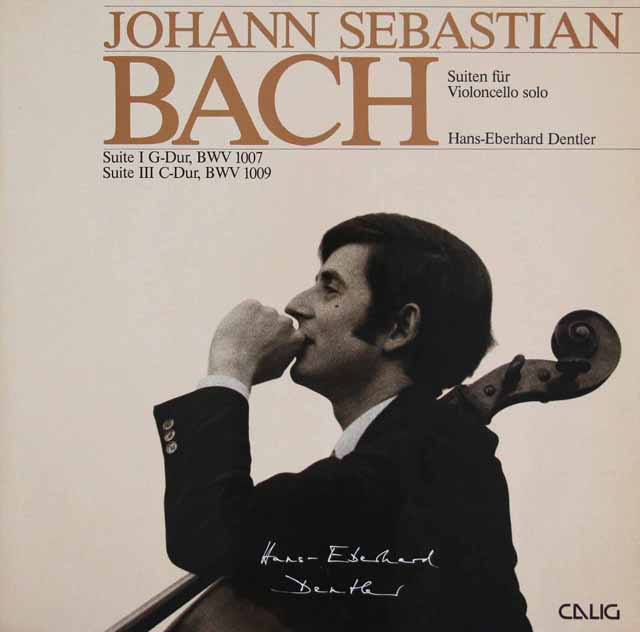 デントラーのバッハ/無伴奏チェロ組曲第1、3番　独CALIG　3431　LP レコード