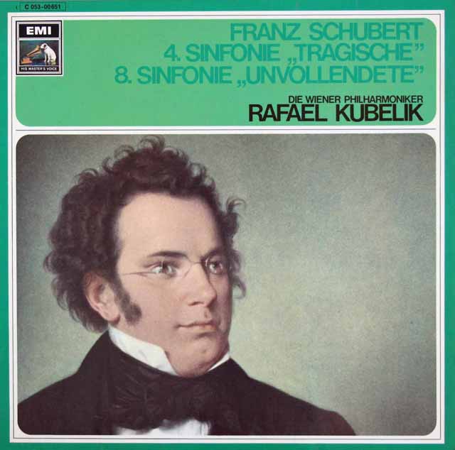 クーベリックのシューベルト/交響曲第4番「悲劇的」、第8番「未完成」　独EMI　3433　LP レコード